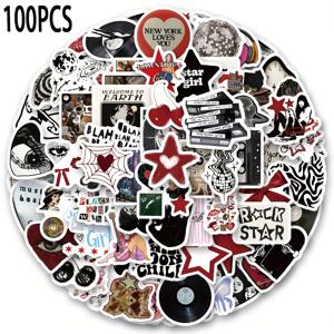 TEMU 100개 Y2K 다운타운 걸 스티커 - 생생한 비닐 아세틱스, 만화 및 레트로 디자인, 스크랩북, 일기장, 뱅퍼, 스케이트보드, 물병, 자동차 스티커에 재사용 가능, 자가 접착, 거친 마감, 물에 내성, 재사용 가능한 스티커 | 만화 캐릭터 스티커 | 거친 마감 스티커, Y2K 스티커