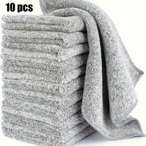TEMU 10pcs 두꺼운 마이크로파이버 청소용 천 - 자동차 및 주방용 슈퍼 흡수력 퀵 드라이 밤초 카올린 섬유 타월, 오일 없음, 세척 가능