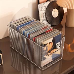 TEMU 분리 가능한 칸막이가 있는 튼튼한 투명 플라스틱 CD 정리함 - CD, DVD, 테이프용 투명 보관 바구니 - 집, 사무실, 미디어 저장소, 엔터테인먼트 센터를 위한 내구성 있는 데스크탑 및 선반 정리함 | 다중 구획 디자인의 투명 수납 정리함