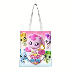 TEMU Catch! Teenieping 캔버스 토트 백 - 고정 어깨 스트랩이 있는 넓고 튼튼한 디자인, 쇼핑, 피크닉, 캐주얼한 외출에 적합한 클로저가 없는 디자인