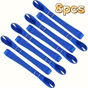 TEMU 8pcs 중량용 부드러운 루프 타이다운 스트랩, 1800파운드 로드 용량, 4800파운드 강도, ATV UTV 모터사이클 스쿠터 디트 바이클 라운 가든 장비, 수하물 체크인, 체크인 수하물, 라운 장비, 보안 스트랩 | 유연한 타이다운 | 내구성 있는 나일론 스트랩