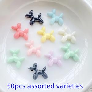 TEMU 50개 컬러풀 미니 풍선 개 장식 비즈 - 혼합 색상, 플랫백 레진 장식 DIY 네일 아트, 스크랩북, 결혼식 귀걸이 및 보석 공예, 향긋한 동물 장식 | 재미있는 디자인 | 생동감 있는 장식, 공예용 비즈
