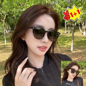 TEMU 1+1 여성용 빅 오버 캣츠 블랙 편광+선글라스/증정케이스