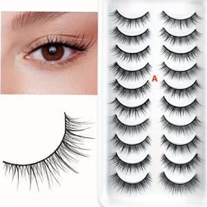 TEMU 10 쌍의 자연스러운 스타일의 속눈썹 - 부드럽고, D 컬, 13-15mm 및 16-18mm 길이, 초보자용 재사용 가능, 초보자용 속눈썹 애플리케이션 | 부드러운 속눈썹 | D 컬 속눈썹, 속눈썹 연장