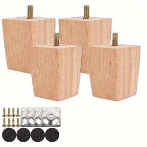 TEMU 4pcs 나무 소파 다리, 6/15/20cm 교체 높이 가구 다리, 단단한 나무 테이블 다리, 나사가 달린 사각형 가구 발, 소파 쇼파 의자 침대 테이블 캐비닛용 마운팅 플레이트 패드|쇼파|쇼파침대|소파패드