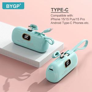 TEMU BYGP 5000mAh 미니 휴대용 충전기, 초소형 배터리 팩 여행용 모바일 폰 충전기, 아이폰 15/14/13/12 프로 맥스/iPad 프로/삼성 등과 호환 가능, 비상 전원 포켓 파워 뱅크, USB 모바일 백업 배터리 팩, 선물|보조배터리