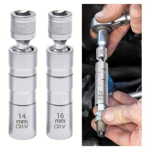 TEMU 2pcs 유니버설 자석 스파크 플러그 소켓 렌치 세트, 14mm & 16mm, 유연한 3/8