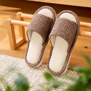TEMU 심플한 단색 슬리퍼, 캐주얼 오픈 토 리넨 밑창 신발, 편안한 실내 홈 슬리퍼|슬리퍼|실내화|사무실슬리퍼