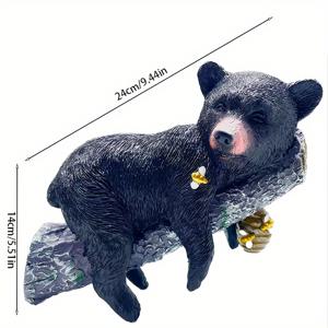 TEMU 벽걸이 수지 검은 곰 새끼 조각 - 범용 휴일 테마 야외 가정 및 정원 나무 가지 동물 장식 - 전기 필요 없는 마당 및 파티오용 나무 곰 장식