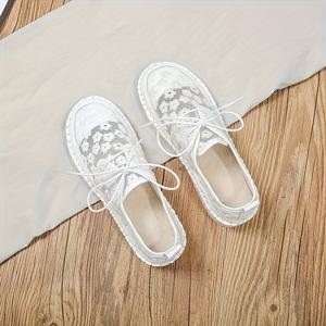 TEMU 여성용 레이스업 로퍼, 단색 패브릭 페니 로퍼, 플레인 토, 사계절용 편안함, PVC 밑창, 손세탁 가능 - 캐주얼 플랫 슈즈