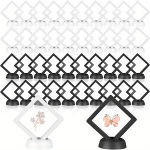 TEMU 40개 3D 부유 프레임 디스플레이 홀더, 모양 플라스틱 코인 메달 보석 쇼케이스 상자, 도전 코인, 표본, 보석 디스플레이 및 포장, 보석 제작 디스플레이 및 포장 용품, 비즈 및 보석 제작을 위한 휴대용 서스펜션 멤브레인 케이스 포함 스탠드