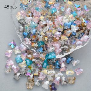 TEMU 유리 나비 비즈, 25/45개 8mm 다색 혼합 유리 비즈 DIY 쥬얼리 만들기, 귀걸이, 목걸이 및 공예품, 무작위 혼합 색상