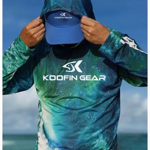 TEMU KOOFIN GEAR 남성용 퀵드라이 후드티 - 긴팔, 다크 그린 선글라스 낚시 셔츠 | 가벼우면서 통기성이 좋음, 사계절용