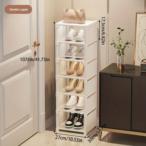 TEMU 1개 컴팩트 멀티티어 신발장 정리대 – 쉬운 조립, 블랙 & 화이트, 현관용 공간 절약형 보관, 모든 신발 종류에 적합, 액세서리용 선반 포함, 가정 또는 사무실 사용에 이상적, 신발 보관 정리대