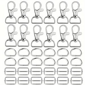 TEMU 진운대 키링 발견 키트, 60개 - 20개 회전 스냅 후크, 20개 D링, 20개 슬라이드 버클 - DIY 공예, 지갑, 핸드백, 끈, 배낭, 개 목걸이 액세서리용 아연 합금 하드웨어