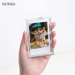 TEMU NEWKS Orga'Neat Fujifilm Instax Mini 12/11/90/40/9/8/7/7+/EVO용 사진 보관 케이스, 인스턴트 카메라 필름 액세서리 3인치 포토 파우치, 여행용 사진 홀더 보호 케이스 손목 끈 포함 -1세트