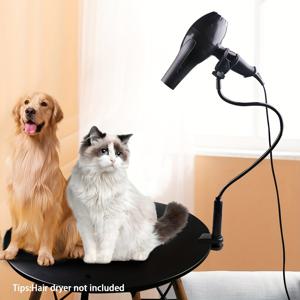 TEMU 1pc 알루미늄 360도 회전 헤어 드라이어 홀더, 애완 동물용 그룸링 테이블용 조절 가능한 팔 클램프, 배터리가 없는 손으로 자유롭게 사용할 수 있는 호스 튜브 정리함, 개, 고양이 및 소형 동물용 공간 절약 그룸링 액세서리, 배터리가 없음