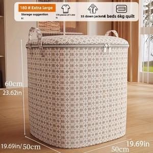 TEMU 1pc 현대적인 천 제조된 선반 바구니 창문 뷰 기능, 가정용 대용량 보관함 정리함, 옷 및 담요 이불, 옷장 정리함, 이동 패킹 가방, 선반 바구니