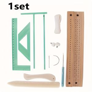 TEMU 1 세트 나무 책장정 도구 키트 - DIY 일기 & 사진 앨범 커버 만들기 용품, 자, 펀치, 바늘, 실 포함|북커버