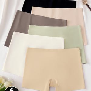 TEMU 6pcs CINESSD 여성용 부드러운 통기성 박서 브리프 - 무봉제 편안함, 미니멀 디자인, 6가지 중립 컬러 (블랙, 다크 그레이, 라이트 그린, 화이트, 베이지) - 일상 필수품, 편안한 속옷, 모던 언더웨어|여자사각팬티
