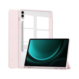 TEMU 갤럭시 탭 S6 라이트 10.4인치 & A9 플러스/S9/S9플러스/S9FE용 PU 가죽 보호 케이스 - 아크릴 창문, 연필 홀더 및 킥스탠드 기능이 있는 슬림한 블랙 디자인