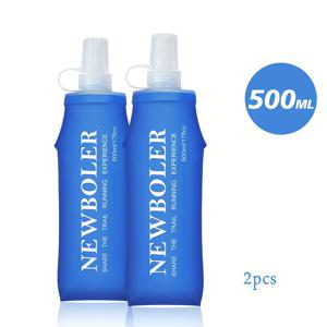 TEMU 2개 500ml 누출 방지 접이식 물병, TPU 소재, 가벼움, 플립 캡 포함, 스포츠, 러닝, 여행, 피트니스용|트래블보틀