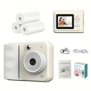 TEMU 어린이용 즉시 프린트 카메라 - 2.4인치 화면, USB 충전, 흑백 출력, 충전식 리튬 배터리, 사진, 라벨, 스티커 노트에 적합 - 여행 및 학생 선물|라벨프린터기
