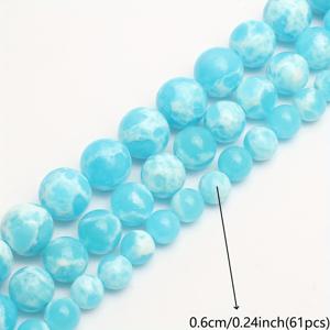 TEMU 라이트 블루 바다 퇴적물 재스퍼 스톤 비즈 - 대리석 마블링 천연석 스페이서 비즈, DIY 팔찌 및 목걸이용 (6mm, 8mm, 10mm) - 내구성 있는 수제 공예 용품 & 독특한 선물 아이디어, 보석 비즈, 비드 액세서리, 폴리시 처리된 임페리알 재스퍼 비즈