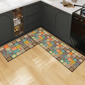 TEMU 1개, 3mm 두께 컬러풀 주방 매트, 러닝 매트, 현관문 매트, 주방 거실 세탁실 욕실 흡수 매트 세트, 방 장식용