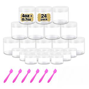 TEMU 24개 4oz 플라스틱 주머니와 뚜껑, 향이 없는 작은 용기, 슬리미, 립 스크럽, 바디 버터, 크림, 공예 보관, 여행 - 20g 라운드 샘플 주머니 포함|슬라임