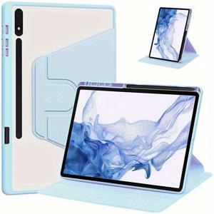 TEMU 삼성 갤럭시 탭 S8 플러스/S7 FE/S7 플러스용 360° 회전 케이스 및 연필 거치대 - 투명 아크릴 보호 스탠드 커버, 자동 깨우기/잠자기 기능, 스크래치 방지 및 미끄럼 방지 그립, SM-X800, SM-X806, SM-T733, SM-T736, SM-T970, SM-T976