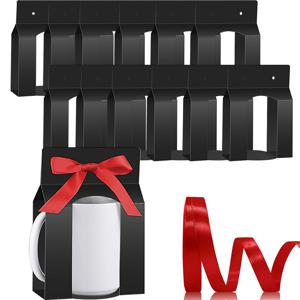 TEMU 투명 디스플레이 창문과 새틴 리본이 있는 12개 화이트 머그 선물 상자, 11-12oz 서브리메이션 머그 - 빈 선물 포장에 이상적