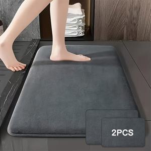 TEMU 2개 두꺼운 폼 스펀지 욕실 매트, 빠른 흡수 세탁 가능 욕실 담요, 미끄럼 방지 욕조 바닥 매트, 샤워문 커버, 메모리폼 매트, 주방 카펫, 욕실 거실 봄 여름 가을 겨울용