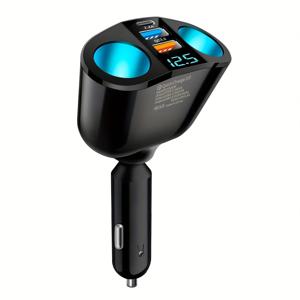 TEMU GYIOEUPT 자동차 충전기, 2포트, 12-24V, 듀얼 USB + Type-C, QC3.0 고속 충전, 다기능, 매트 피니시, 자동차 플러그, 전압 디스플레이 포함, 휴대폰, 카메라, 전자 장치용
