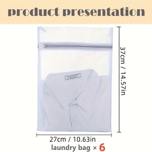 TEMU 6개 세트 거친 메쉬 세탁용 가방, 섬세한 옷에 적합, 다기능 탄성 지퍼 보호 커버가 있는 가방, 세탁기 및 건조기에 사용 가능, 섬세한 세탁용 가방 (27cm x 37cm)