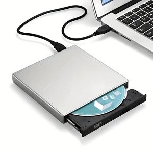 TEMU 노트북용 외부 CD/DVD 드라이브, USB 2.0 타입 C 2-in-1 휴대용 CD-ROM 외장 드라이브, 노트북 및 데스크탑 호환 DVD 플레이어 (24X) CD/RW(8x) 버너, 리눅스 맥OS 지원 (화이트)|CD플레이어