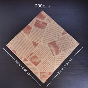 TEMU 신문 스타일 베이킹 페이퍼 50/200장 25*25cm(9.84*9.84인치), 퍼칭먼트 페이퍼, 샌드위치 포장지, 빈티지 신문 프린트 식품 라이너, 트레이 라이닝, 바스켓 라이닝, 음식 포장용 종이; 테이크아웃, 레스토랑, 카페, 다이닝 테이블 장식, 파티 피크닉에 적합