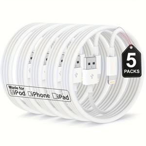 TEMU 5개 아이폰 충전 케이블 3피트-라이트닝에서 USB 케이블 와이어 - 3피트 MFI 아이폰 USB 충전기 케이블 아이폰 14 13 12Pro/Pro Max/Xs Max XR X 8 7 6 5 Plus SE