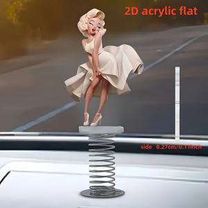 TEMU 1pc 레트로 핀업 스프링 스웨이 자동차 도어 트림 장식 - 2D 아크릴 플랫 피규어, 생생한 & 하이힐 디자인, 가족 및 친구에게 완벽한 선물, 자동차 인테리어 액세서리, 자동차 장식