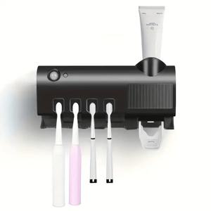 TEMU 스마트 칫솔 홀더, 치약 디스펜서, USB 충전식, 벽걸이형 욕실 액세서리, 공간 절약 디자인 3-in-1 칫솔 보관함. 가정, 호텔, 기숙사, 학교 등 다양한 장소에 적합