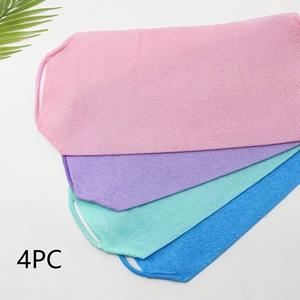TEMU 4pcs 긴 핸들 엑스폴리에이션 백 스크러버 타월 - 강력한 그립, 깊은 클렌징 및 죽은 피부 제거, 향수 없는 목욕 액세서리, 엑스폴리에이션 목욕 타월