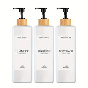 TEMU 3pcs 세트의 리필 가능한 샤워 소파 디스펜서와 라벨, 욕실 샴푸 샤워 젤 컨디셔너 펌프 병, 농가 장식용
