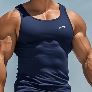 TEMU Yuanle Shui OBM 남성용 통기성 있는 슬리브리스 탱크 탑 - 빨간색, 둥근 넥, 신축성 및 땀 흡수 기능이 있는 러닝, 피트니스 및 캐주얼 착용용, 체육관 탱크 탑|요가복