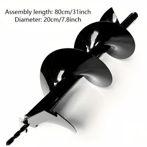 TEMU 나무 심기 및 파기용 200mm 헤비 듀티 드릴 비트 - 내구성이 뛰어난 금속 구조, 