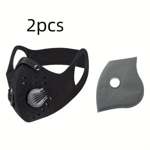 TEMU 2pcs 성인 스포츠 마스크 1 마스크와 1 필터 - 통기성이 좋은 폴리에스터 혼방 원단, 조절 가능한 어깨 스트랩 및 통기 구멍, 사이클링, 러닝, 하이킹, 암벽 등반, 모터사이클 타기, 사이클링 마스크에 적합합니다.