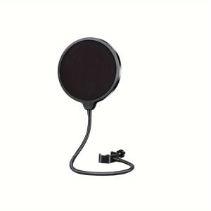 TEMU 마이크 팝 필터 마스크 실드는 Blue Yeti 및 기타 모든 마이크에 적합합니다. 마이크에는 360 구즈넥 스태빌라이저 암이 있는 이중 레이어 윈드 스크린이 있습니다-검정색.