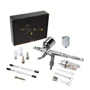 TEMU 0.5mm/0.3mm 바늘 5CC 및 7CC 페인트 컵 스프레이 건 키트가 있는 에어브러시 키트 듀얼 액션 트리거 에어 브러시 페인팅 세트 조절 가능한 액체 두께 메이크업 네일 모델 페인팅 아트 취미
