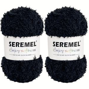 TEMU 세레멜 소프트 코랄 벨벳 실, 2개 세트 100g, 무늬가 있는 실로 뜨개질, 크로셰, 바느질, DIY 공예용, 총 80야드, 폴리에스테르, 다양한 색상 - 스웨터, 담요, 모자 및 가방에 완벽함
