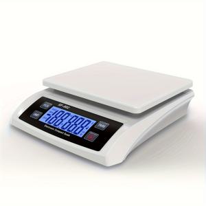 TEMU SF-802 디지털 주방 저울, 66 LB/30kg 용량, 화이트, 고정밀 스트레인 게이지 센서, 대형 LCD 디스플레이, 무게 제외 기능, 배터리 포함(AAA), 식품, 포장, 하드웨어 계량에 이상적