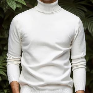 TEMU 테무진 OBM 남성용 하이넥 스웨터 - 단색 캐주얼 비즈니스 풀오버, 가을/겨울용 레귤러 핏 긴팔 오피스 & 캐주얼 웨어, 손세탁 가능 니트 소재
